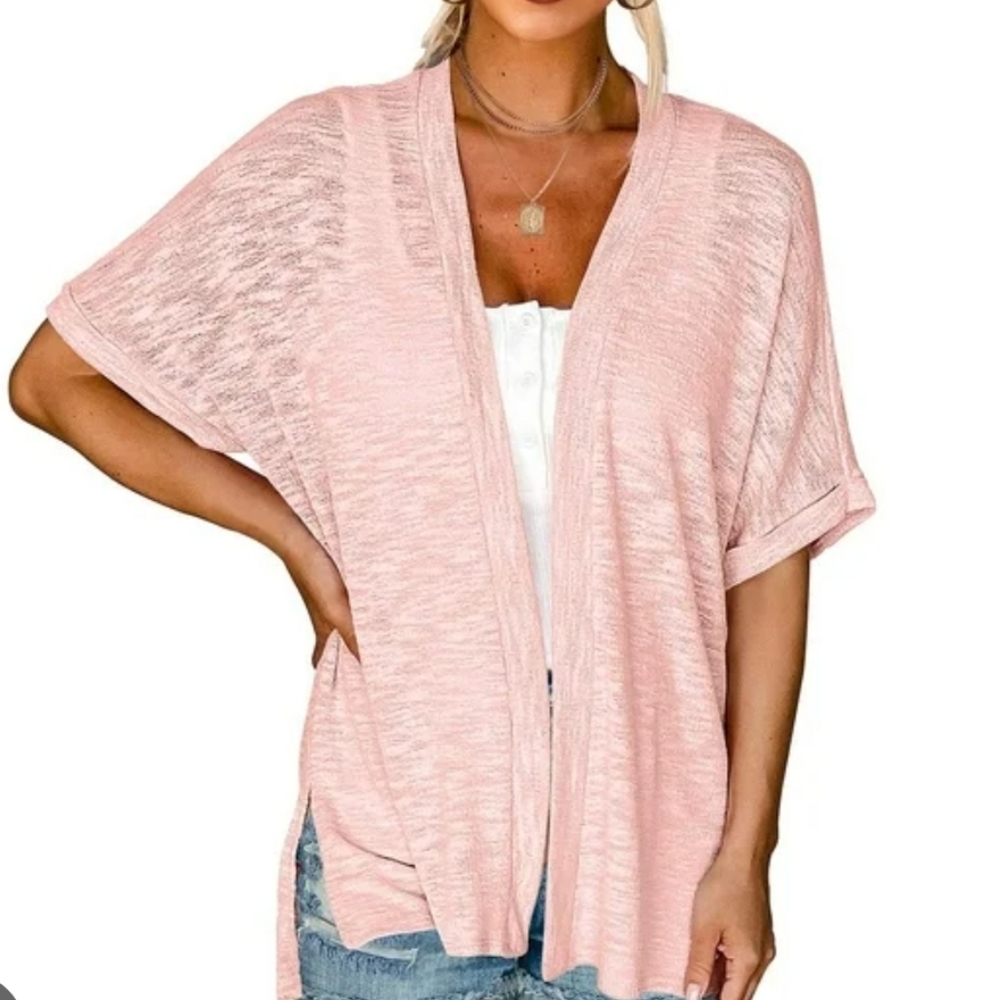 Hotouch. Women's Light Pink Open-Front Sweater. Size XXL.